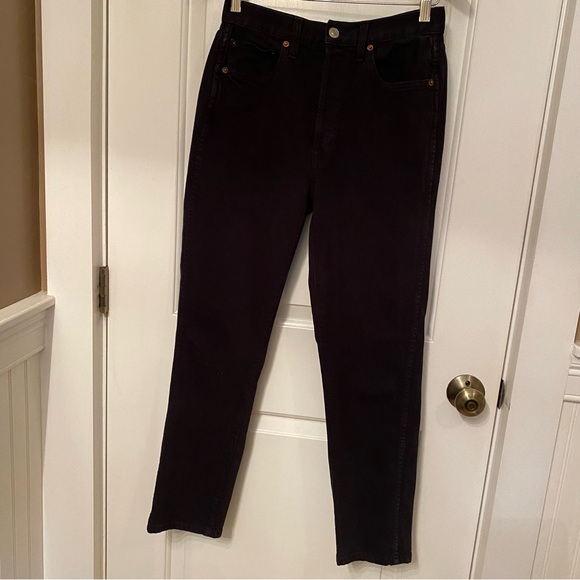 RE/DONE JEANS BLACK DENIM HIGH RISE BUTTON FLY USA SIZE 28 - Picture 1 of 13